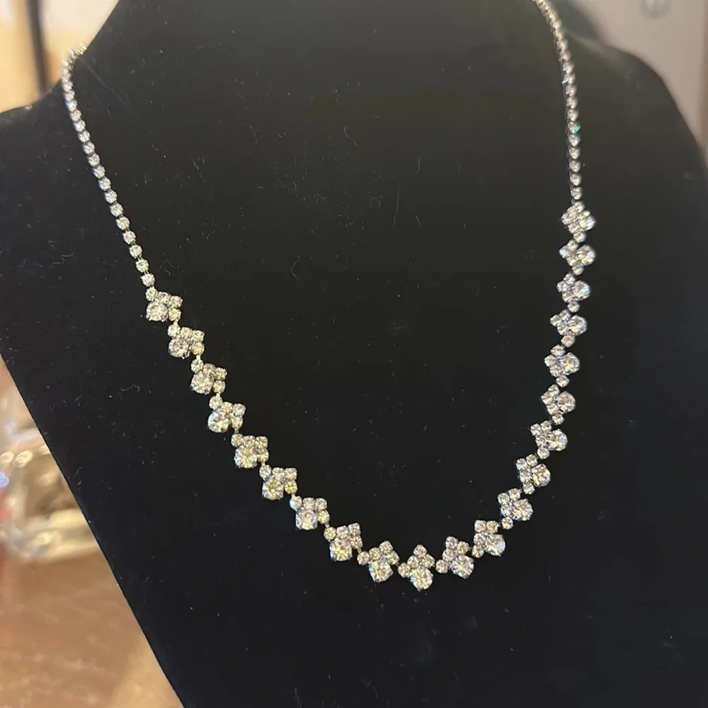 Charming Charlie silver diamond costume necklace